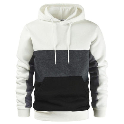 New Men's Color-Block Hoodie Trendy Zip-Up Streetwear