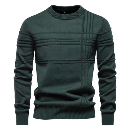 New Men's Round Neck Pullover High-Quality Solid Color Knit Sweater