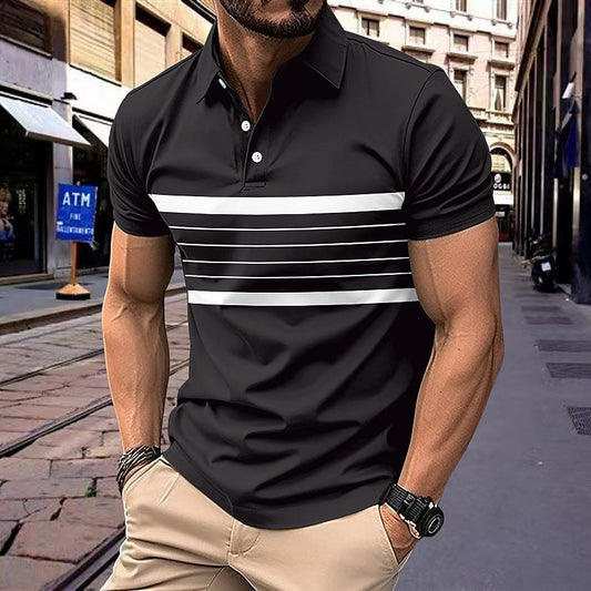 Independent Site Summer Men's Polo Shirt Print Short Sleeve Button Turn-Down Collar T-Shirt Casual Top