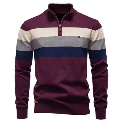 New Men's Open-Chest Stand Collar Sweater Pullover Knitted Sweater