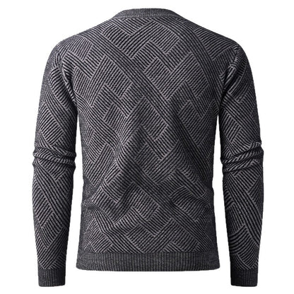 New Men’s Semi-Turtleneck Jacquard Knit Sweater – Base Layer Pullover
