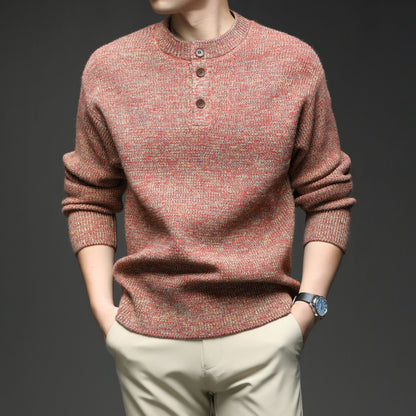 Lazy Style Men's Sweater, Korean Blended Chunky Round Neck Thick Knit Sweater (Wholesale)