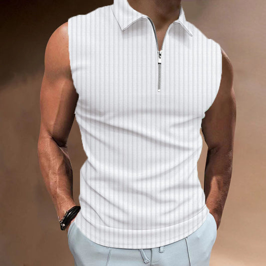 Exclusive For Ins Summer Men's Sleeveless Color-Block Polo Shirt Top