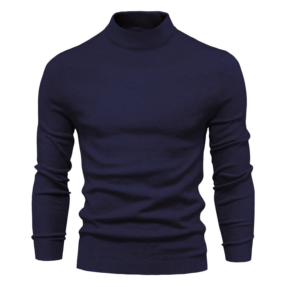 2025 Men’s Thick & Warm Sweater - Slim Fit Mid-Neck Knit Pullover in Multiple Colors