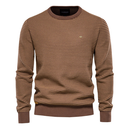 New Men's High Neck Pullover Solid Color Knit Sweater Business Casual Top