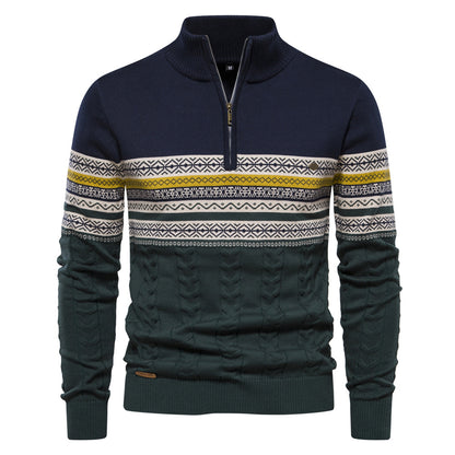 New Trendy Stand Collar Men's Sweater Half-Zip Knit Premium Versatile Men's Wear