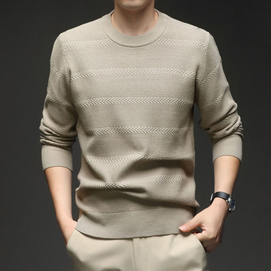 New Men's Jacquard Sweater Minimalist Stylish Loose High-Stretch Premium Knit