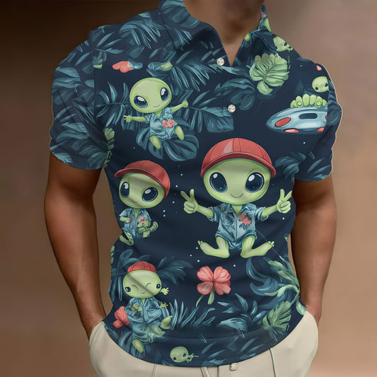 Crocodile Men's Wear Short Sleeve Print Polo Shirt New Style