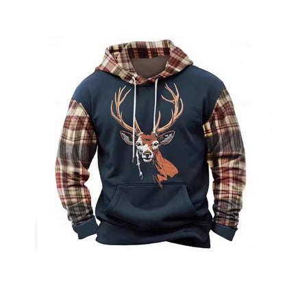 Men's Camo Deer 3D Print Hoodie Plus-Size Casual Wear