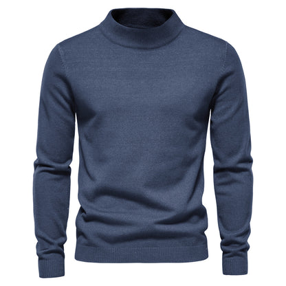2025 Men’s Thick & Warm Sweater - Slim Fit Mid-Neck Knit Pullover in Multiple Colors