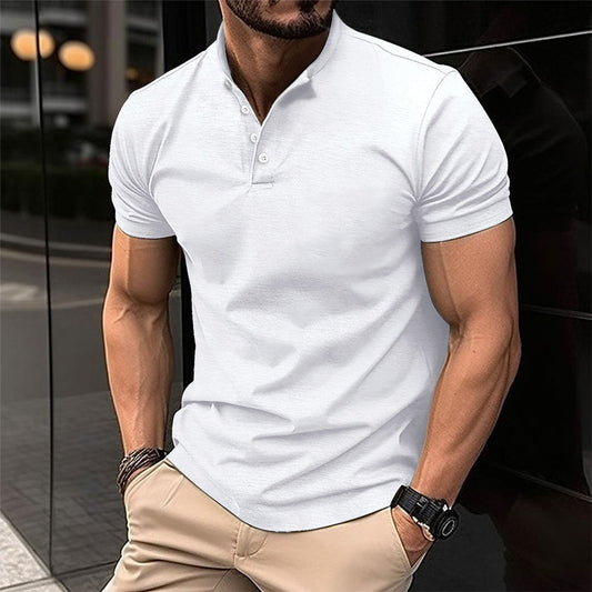 Ins Men's Casual Polo Shirt Summer New Men's Wear Button Henley Polo Short Sleeve