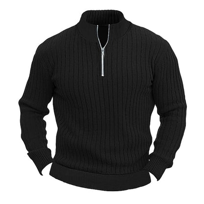 New Men's Knitted Sweater Jacket Solid Color Ribbed Thickened Pullover