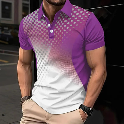 Hot Item Irregular Pattern Gradient Dyed Golf Men's Button Polo Shirt