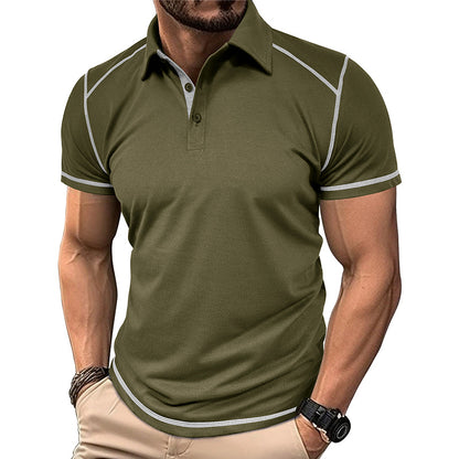 New Summer Men's Wear Short Sleeve Polo Shirt Men's Color-Block Turn-Down Collar Polo Shirt Men