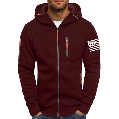 Men's Fitness Zip-Up Hoodie Sporty Casual Pullover