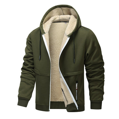 Thick Loose Sherpa Hoodie Work Jacket for Laborers