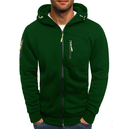 New Oversized Men's Sport Fitness Jacket Casual Arm Zipper Hoodie Open-Front Coat
