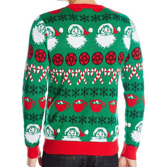 Men's Christmas Knit Sweater Long-Sleeve Round Neck Holiday Pullover