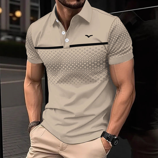 New Summer New Fashion Trendy Casual Logo Polka Dot Men's Short Sleeve Polo Shirt