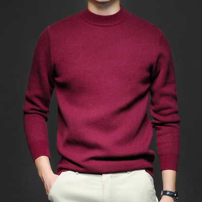 New Men's Autumn Solid Color Semi-Turtleneck Slim Fit Sweater – Youth Base Layer Knitwear Men's Clothing