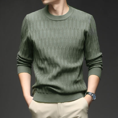 Round Neck Jacquard Knit Sweater – New Long-Sleeve Base Layer