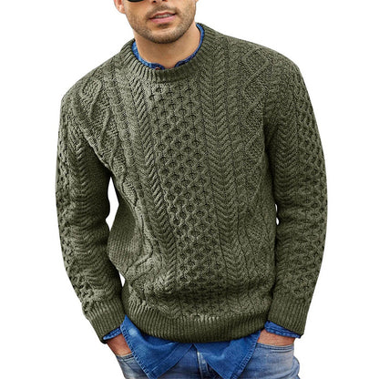Pink Men’s Slim Fit Cable Knit Pullover – Fashionable Men’s Wear