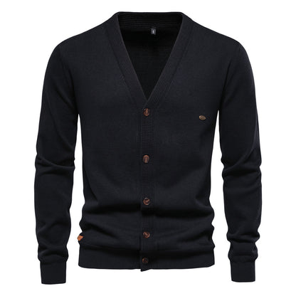 2025New Fall & Winter Men’s Cardigan Sweater - High-Quality Business Casual Solid Color Knitwear