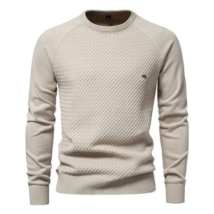 New Cotton Men's Sweater, Solid Color Raglan Sleeve Pullover Knit Top