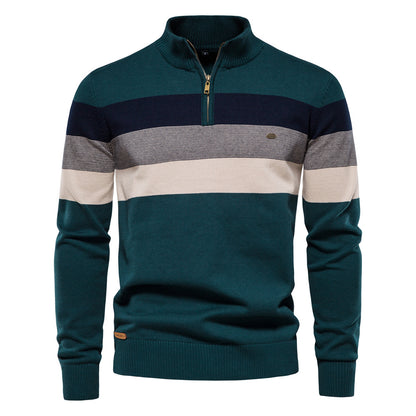 New Men's Open-Chest Stand Collar Sweater Pullover Knitted Sweater