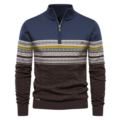 New Trendy Stand Collar Men's Sweater Half-Zip Knit Premium Versatile Men's Wear