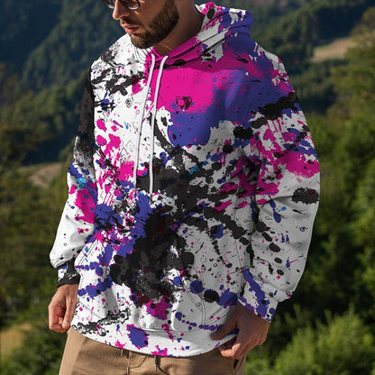 Plus-Size Men's Rainbow Graffiti 3D Print Hoodie Streetwear