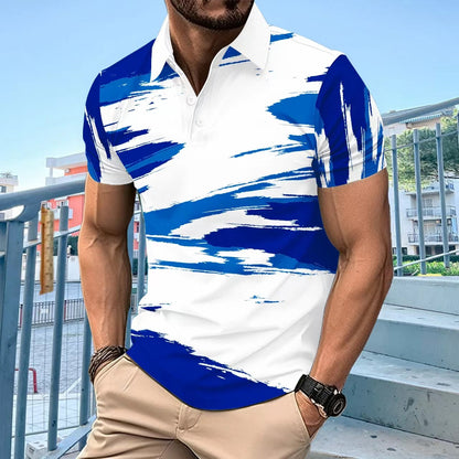 Wish Independent Site Style Summer Digital Print Short Sleeve Button Men's Polo Shirt