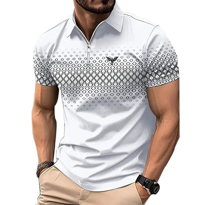 Casual Sport 3D Polo Turn-Down Collar Business Casual Men's Print Men's Wear Summer Short Sleeve Shirt Polo