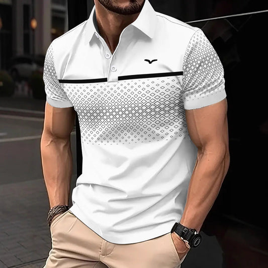 New Summer New Fashion Trendy Casual Logo Polka Dot Men's Short Sleeve Polo Shirt