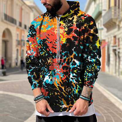 Plus-Size Men's Rainbow Graffiti 3D Print Hoodie Streetwear