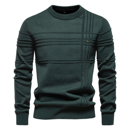 New Men’s Round Neck Pullover – High-Quality Solid Color Sweater
