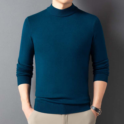 Semi-Turtleneck Thickened Knit Sweater for Winter – Warm Solid Color Men's Pullover Wool Sweater