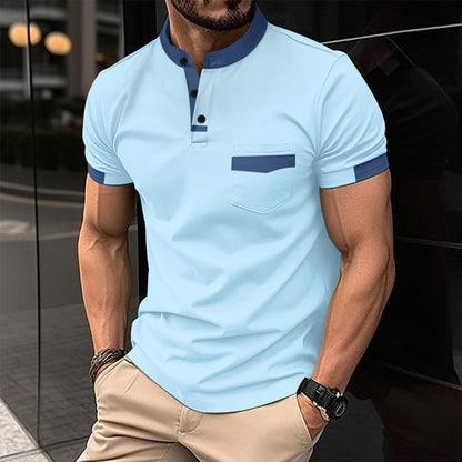 Ins Summer Polo Shirt Color Insert Stand Collar Men's Sport Polo Shirt