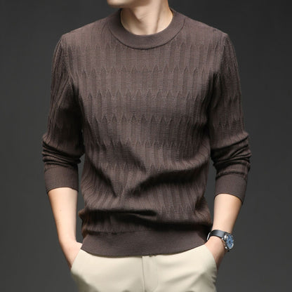 Round Neck Jacquard Knit Sweater – New Long-Sleeve Base Layer
