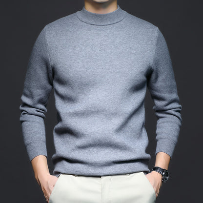New Men's Autumn Solid Color Semi-Turtleneck Slim Fit Sweater – Youth Base Layer Knitwear Men's Clothing