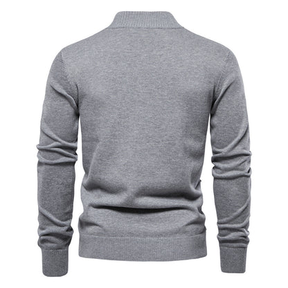 2025 Fall & Winter Men’s Solid Color Cardigan - High-Quality Knit Sweater for Business & Casual Wear