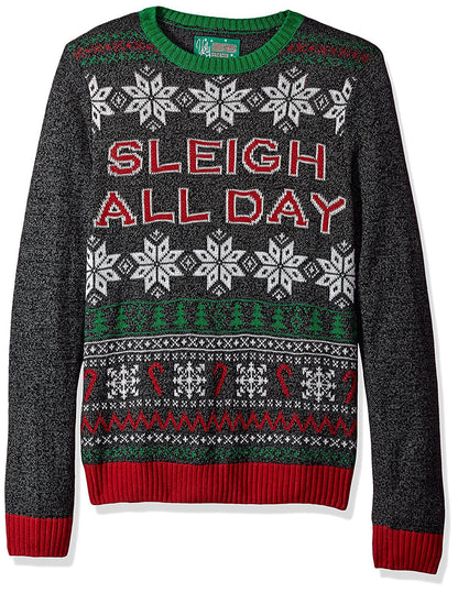 Men's Christmas Knit Sweater Long-Sleeve Round Neck Holiday Pullover