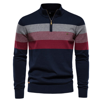 New Men's Open-Chest Stand Collar Sweater Pullover Knitted Sweater