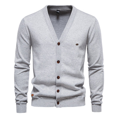 2025New Fall & Winter Men’s Cardigan Sweater - High-Quality Business Casual Solid Color Knitwear