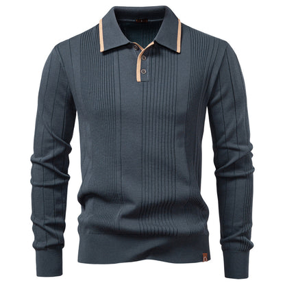 New Polo Collar Semi-Zip Men’s Sweater – High-Quality Knitwear