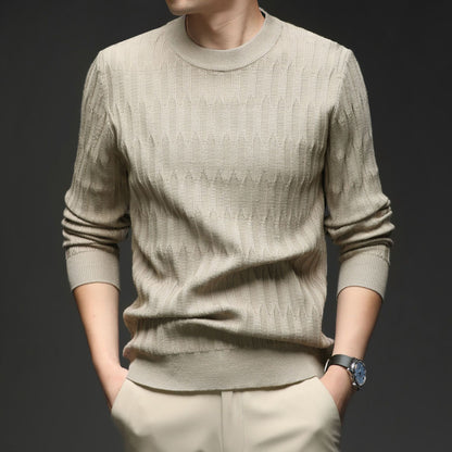 Round Neck Jacquard Knit Sweater – New Long-Sleeve Base Layer