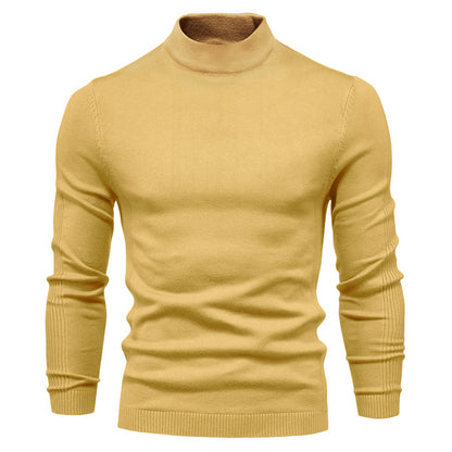 2025 Men’s Thick & Warm Sweater - Slim Fit Mid-Neck Knit Pullover in Multiple Colors