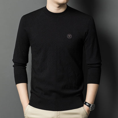 New Korean Style Men’s Slim Fit Round Neck Wool Sweater