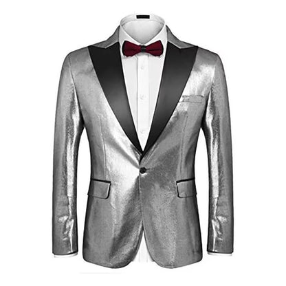 New KoreanStyle Men's Stage Suit  Blue NightclubEvening Sequined Blazer