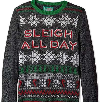 Men's Christmas Knit Sweater Long-Sleeve Round Neck Holiday Pullover